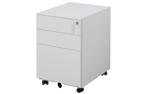 METAL DRAWER WITH 3 DRAWERS AND WHEELS WHITE